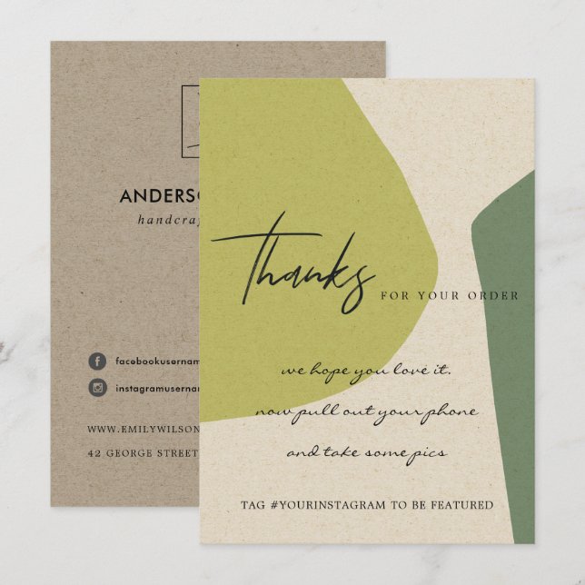 KRAFT LIME GREEN ABSTRAKTE UNTERNEHMENSLOGIK DANKESKARTE (Vorne/Hinten)