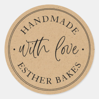 Kraft Made with Love Runder Aufkleber