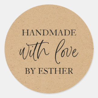 Kraft Made with Love Runder Aufkleber