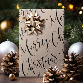Kraft Merry Christmas Calligraphy Holiday Geschenkpapier