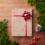 Kraft Merry Christmas Red Script Wrapping Paper Geschenkpapier<br><div class="desc">Kraft Frohe Weihnachten roten Drehbuch Packpapier.</div>