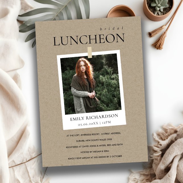 KRAFT MINIMAL CUSTOM FOTO BRIDAL LUNCHEON EINLADEN DANKESKARTE (Von Creator hochgeladen)