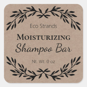 Kraft Minimalistische DIY Solid Shampoo Bar Labels Quadratischer Aufkleber