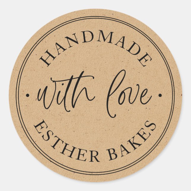 Kraft mit Liebe gemacht Runder Aufkleber (Vorderseite)
