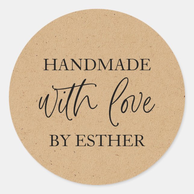 Kraft mit Liebe gemacht Runder Aufkleber (Vorderseite)