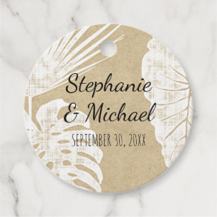 Kraft Modern Beach Simple Jungle Leaf Wedding Geschenkanhänger