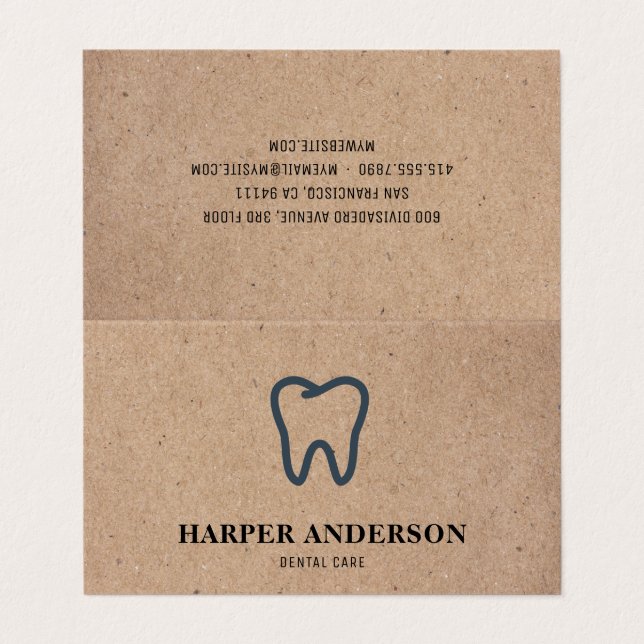 Kraft Modern Black Beruflich Dental Care Visitenkarten (Außenseite Aufgefaltet)