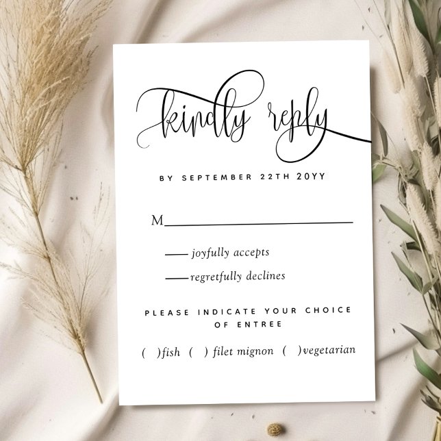 Kraft, modern rustikal, Script mit Mahlzeiten RSVP Karte (Von Creator hochgeladen)