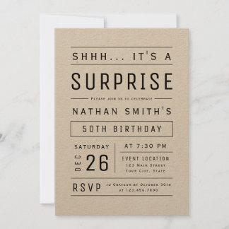 Kraft Modern Simple Typografie Überraschung Geburt Einladung