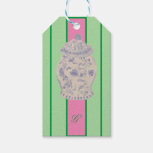 Kraft Monogram Green Chinoiserie Ginger Jars Geschenkanhänger