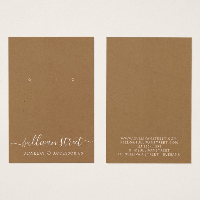 Kraft Ohrringe Schmuckanzeigekarte (Vorne & Hinten)