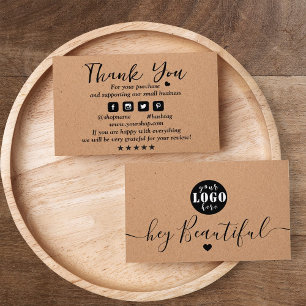 Kraft Paper Add Logo Vielen Dank Visitenkarte