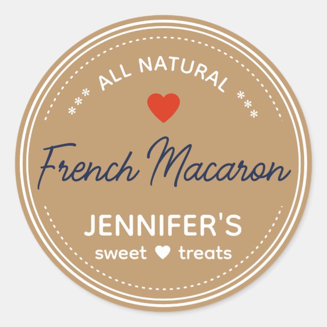 Kraft Paper Brown Jar Labels Handgeschriebenes Her Runder Aufkleber (Vorderseite)