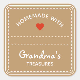 Kraft Paper Brown Jar Labels Leere Textbox Herz Quadratischer Aufkleber