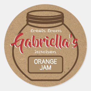 Kraft Paper Brown Red Jam Jar Lid Food Labels Runder Aufkleber