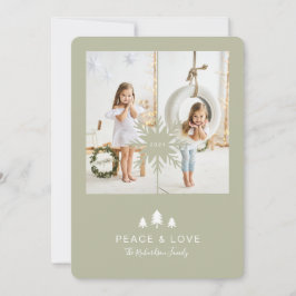 Kraft Paper Christmas Tree & Snowflake 2 Foto Feiertagskarte