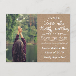 Kraft Paper Class of 2016 Save the Date Foto Ankündigungspostkarte