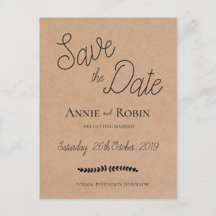 Kraft Paper Custom Script Wedding Save the Date Postkarte