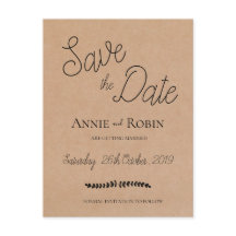 Kraft Paper Custom Script Wedding Save the Date