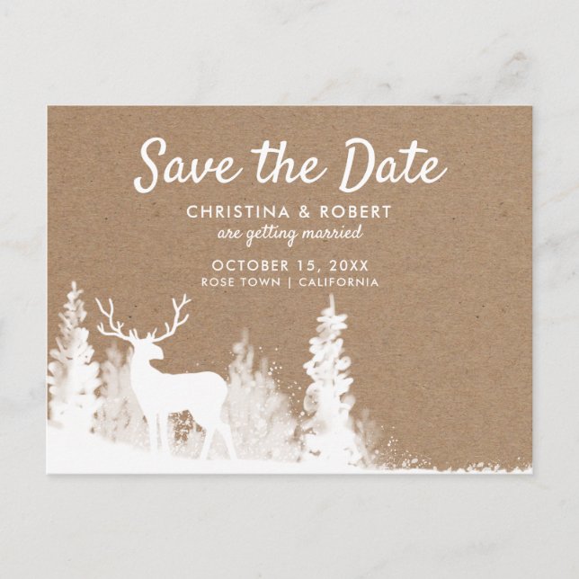 Kraft Paper Dee Christmas Save the Date Ankündigungspostkarte (Vorderseite)