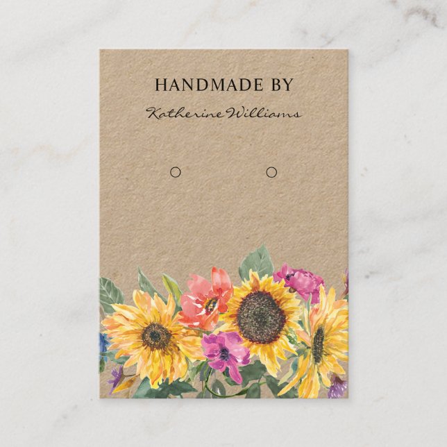 Kraft Paper Earring Display | Sonnenblumen Visitenkarte (Vorderseite)