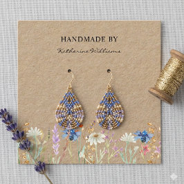 Kraft Paper Earring Display | Wildblume Floral Quadratische Visitenkarte
