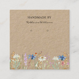 Kraft Paper Earring Display | Wildblume Floral Quadratische Visitenkarte