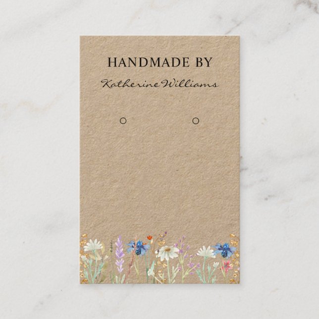 Kraft Paper Earring Display | Wildblume Floral Visitenkarte (Vorderseite)