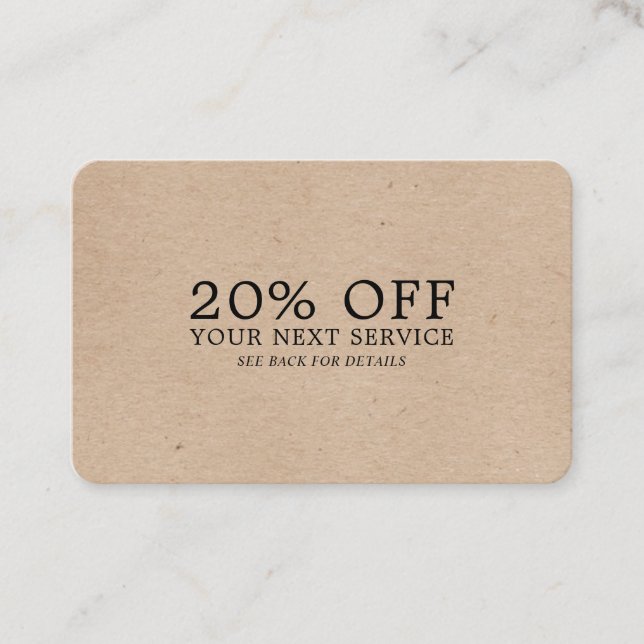 Kraft Paper Effect - Discount-Gutschein Rabattkarte (Vorderseite)