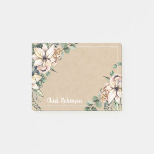 Kraft Paper Floral White Poinsettia Post-it Klebezettel