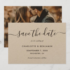 Kraft Paper Foto Wedding Elegante Script Ankündigung