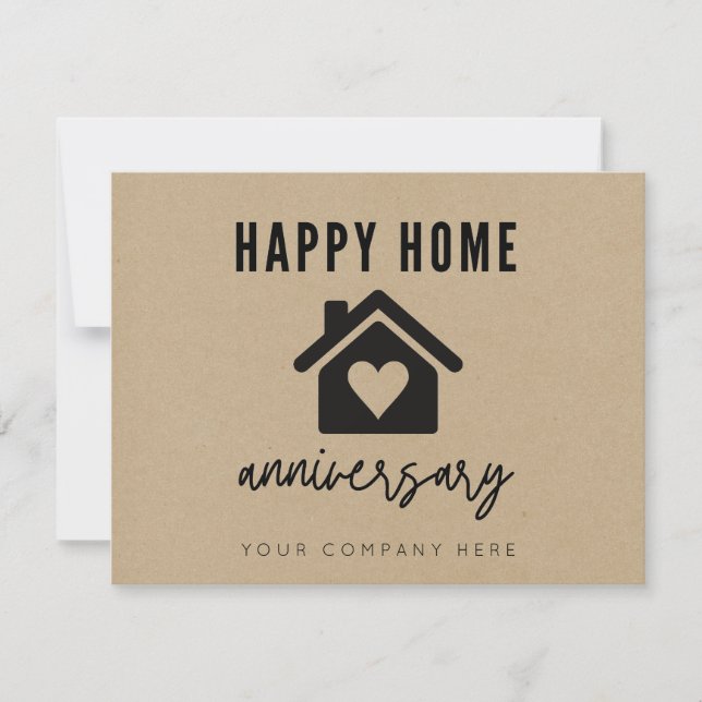 Kraft Paper Happy Zuhause Anniversary Realty Karte (Vorderseite)