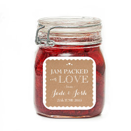 Kraft Paper Hearts Gastgeschenk Hochzeit Jam Jar S Quadratischer Aufkleber