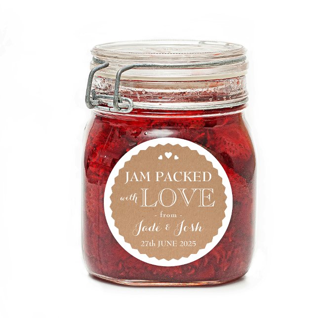 Kraft Paper Hearts Gastgeschenk Hochzeit Jar Round Runder Aufkleber (Von Creator hochgeladen)