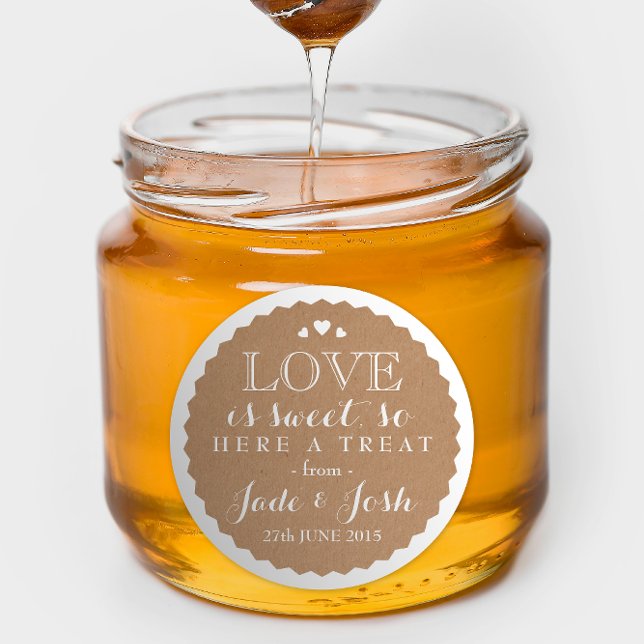 Kraft Paper Hearts Gastgeschenk Hochzeit Jar Round Runder Aufkleber (Von Creator hochgeladen)