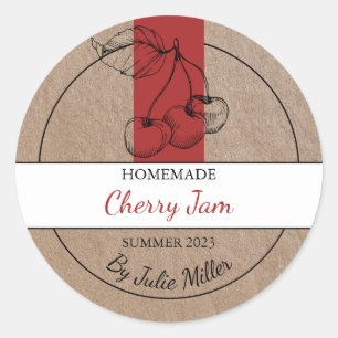 Kraft Paper Homemade Cherry Jam Label Runder Aufkleber