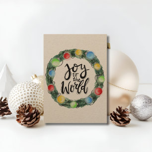 Kraft Paper Joto the World Christmas Wreath Feiertagskarte