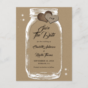 Kraft Paper Mason Jar Wedding speichern das Datum Ankündigungspostkarte