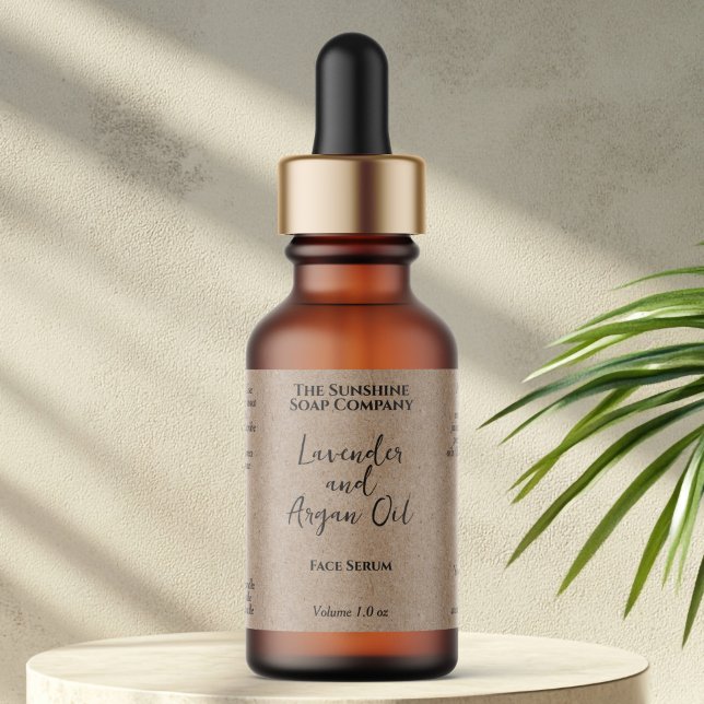 Kraft Paper Minimalist Cosmetics Dropper Bottle  Adressaufkleber (Von Creator hochgeladen)
