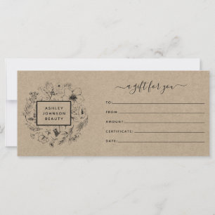 Kraft Paper Modern Botanic Gift Certificate
