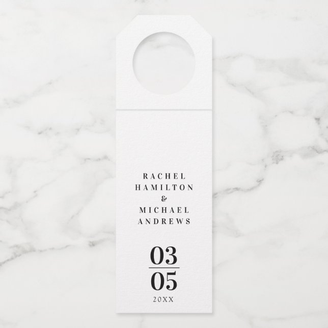 Kraft Paper Modernes einfaches Hochzeitszitat Flaschenanhänger (Vorderseite)