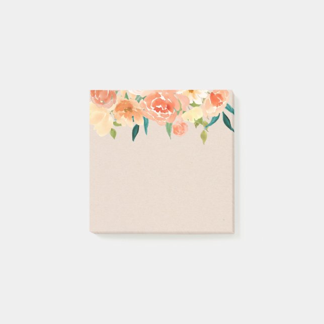 Kraft Paper Peach Florals Rustic Chic Post-it Klebezettel (Vorderseite)