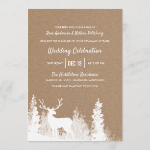 Kraft Paper Rustic Rentier Weihnachtsfeier Einladung