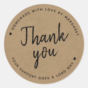 Kraft Paper Rustic Script Vielen Dank Runder Aufkleber