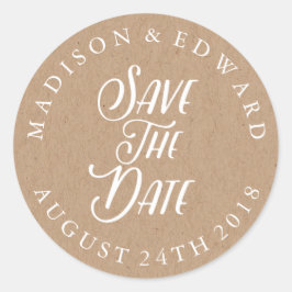 Kraft Paper Save the Date Hochzeitsaufkleber Runder Aufkleber