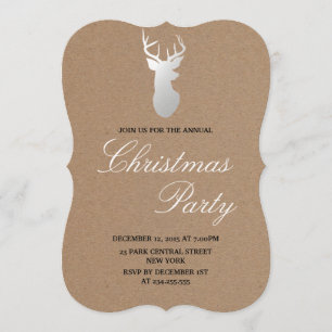 Kraft Paper Silver Antler Rustikales Weihnachtsfes Einladung