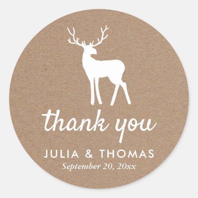 Kraft Paper Stag Weihnachtsfeier Vielen Dank Runder Aufkleber (Vorderseite)