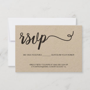 Kraft Paper-UAWG ohne Postversand RSVP Karte