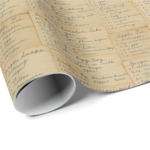 Kraft Paper Vintag Rezepte Festtage Nachspeisen Geschenkpapier