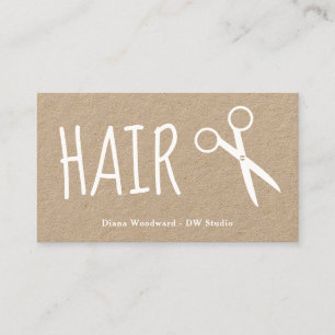 Kraft Paper White Hairdresser Business Card Visitenkarte